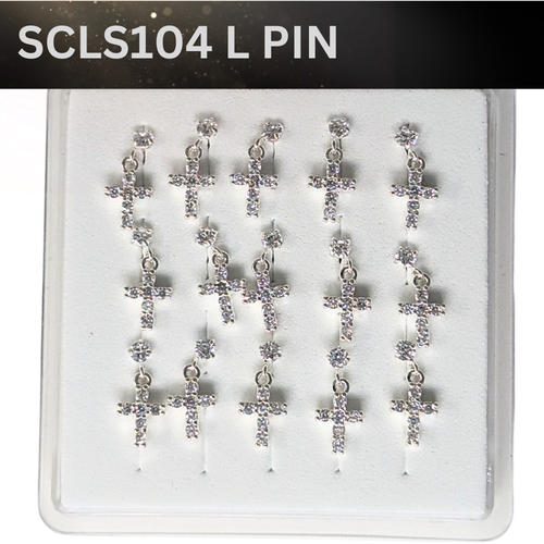 SCLS 104 DANGLE DESING STONE SILVER ( L PIN) 15PCS 0.75