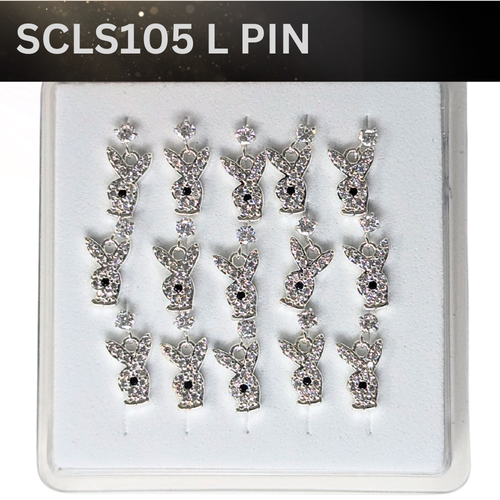 SCLS 105 DANGLE DESING STONE SILVER ( L PIN) 15PCS 0.75