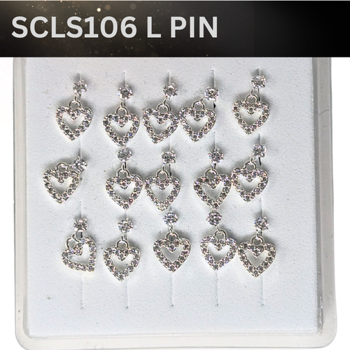 SCLS 106 DANGLE DESING STONE SILVER ( L PIN) 15PCS 0.75