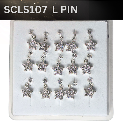 SCLS 107 DANGLE DESING STONE SILVER ( L PIN) 15PCS 0.75