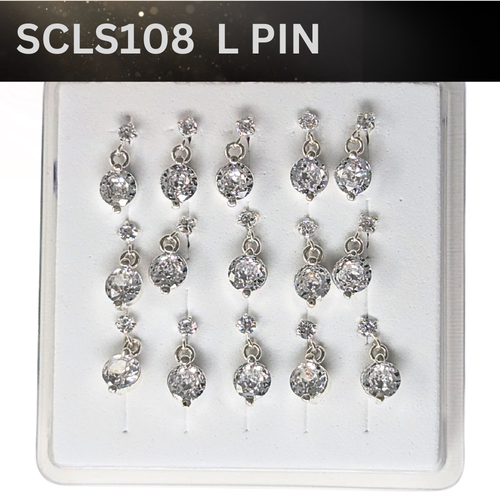 SCLS 108 DANGLE DESING STONE SILVER ( L PIN) 15PCS 0.75