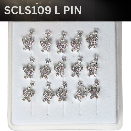 SCLS 109 DANGLE DESING STONE SILVER ( L PIN) 15PCS 0.75