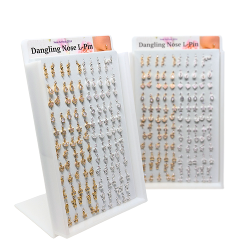 SET4 DANGLE NOSE L PIN  12 different designs 120PCS $102 FOR SET 0.85 EACH