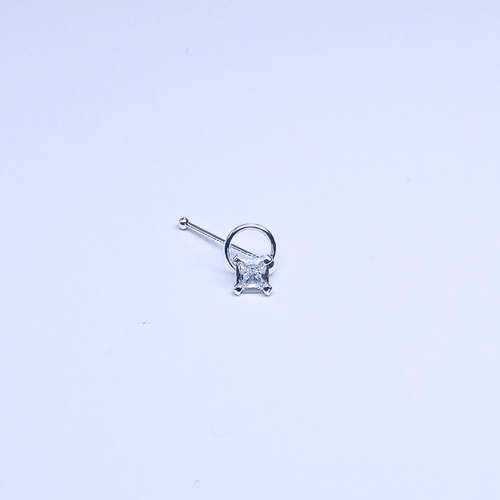 SN620  3.0MM SQ CUBIC ON RING SILVER (NOSE BONE) 20pcs 40cent each