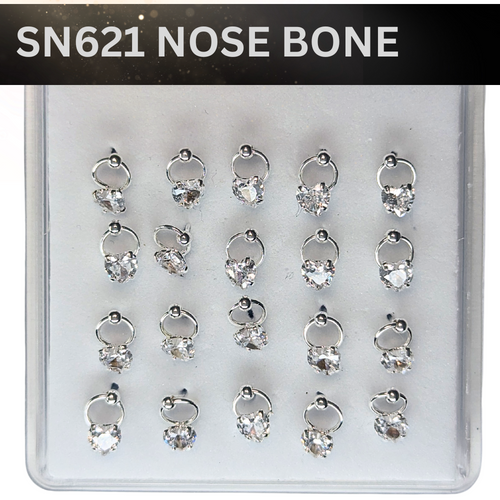 SN621 4.0MM HEART CUBIC ON RING SILVER (NOSE BONE) 20pcs 40cent each