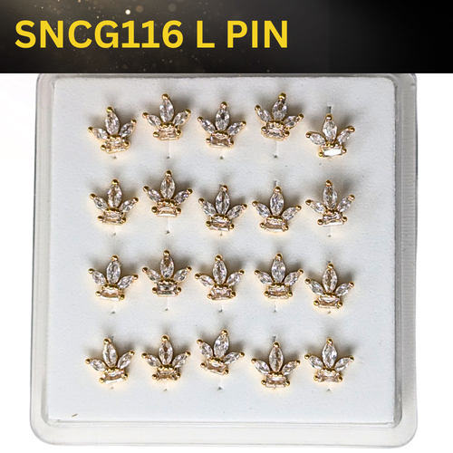 SNCG 116 DESIGN STONE GOLD ( L PIN ) 20PCS 0.75 EACH