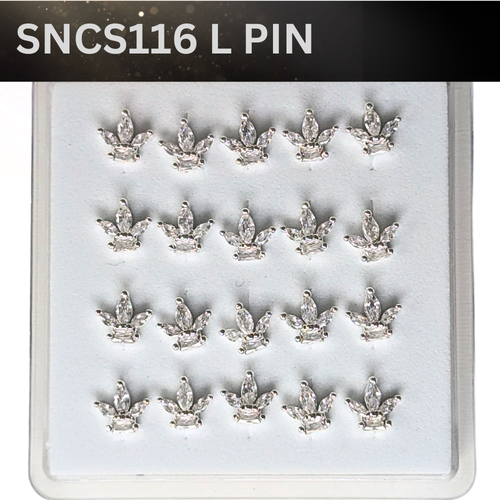 SNCS 116 DESIGN STONE SILVER ( L PIN ) 20PCS 0.75 EACH