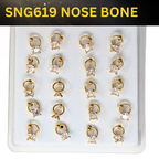 SNG619  2.5MM SQ CUBIC ON RING GOLD (NOSE BONE) 20pcs 40cent each