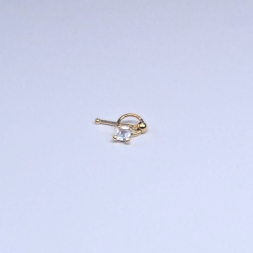 SNG619  2.5MM SQ CUBIC ON RING GOLD (NOSE BONE) 20pcs 40cent each