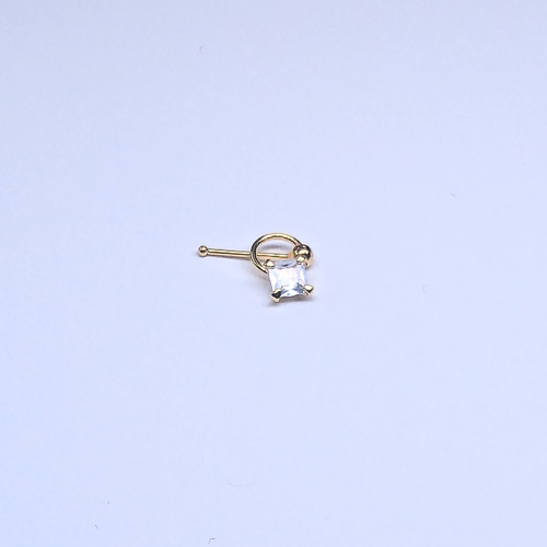 SNG620  3.0MM SQ CUBIC ON RING GOLD (NOSE BONE) 20pcs 40cent each