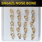 SNG621 4.0MM HEART CUBIC ON RING GOLD (NOSE BONE) 20pcs 40cent each