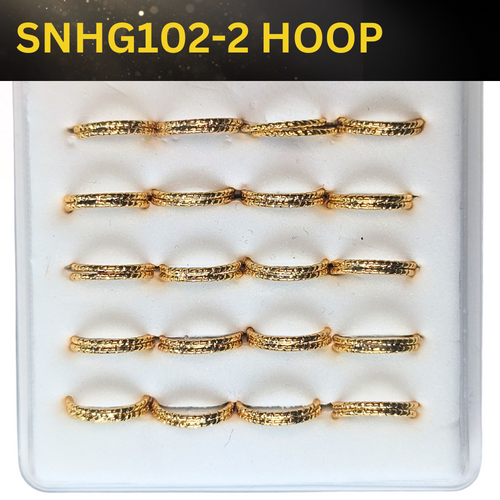 SNHG102-2 TEXTURED TWO LINE HOOP GOLD (HOOP) 20pcs 45cent each