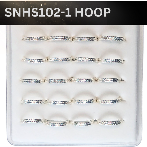 SNHS102-1  TEXTURED TWO LINE HOOP SILVER (HOOP) 20pcs 45cent each