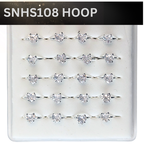 SNHS108  4.0MM HEART CUBIC HOOP SILVER (HOOP) 20pcs 40cent each