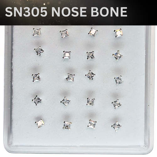 SNG305 2.5MM SQ CUBIC STONE GOLD (NOSE BONE) 20pcs 35cent each