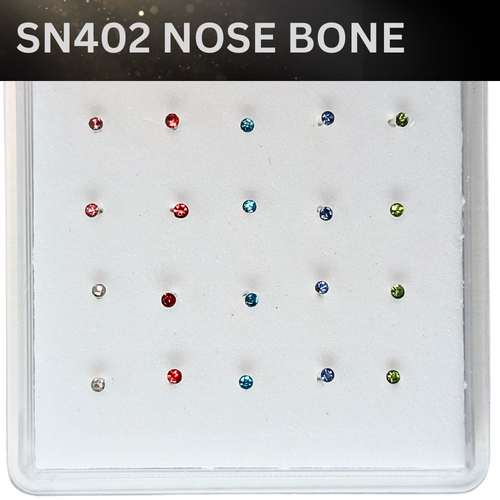 SN402    2.0MM COLOR STONE SILVER ( NOSE BONE ) 20pcs 25cent each