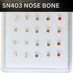 SN403  3.0MM SQ COLOR STONE SILVER ( NOSE BONE ) 20pcs 25cent each