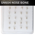 SN604   CROSS W/STONE SILVER (NOSE BONE ) 20pcs 25cent each