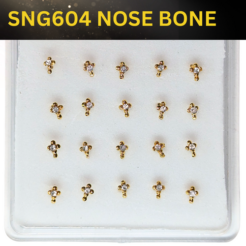 SNG604   CROSS W/STONE GOLD (NOSE BONE ) 20pcs 25cent each