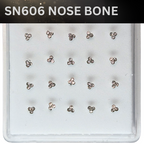 SN606   3DOT STONE SILVER  (NOSE BONE) 20pcs 25cent eash