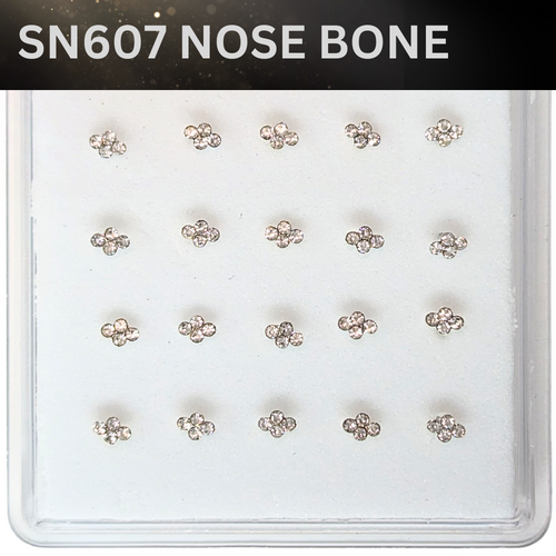 SN607    4DOT STONE SILVER  (NOSE BONE) 20pcs 25cent each