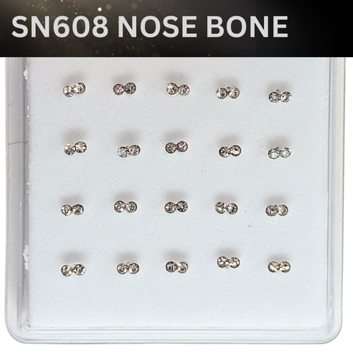 SN608   BOWTIE CLEAR STONE SILVER (NOSE BONE) 20pcs 25cent each