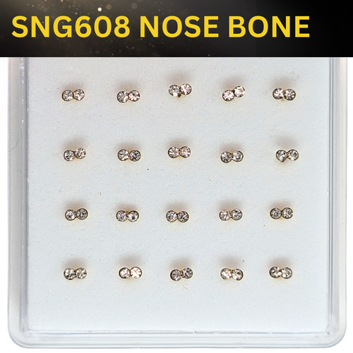 SNG608   BOWTIE CLEAR STONE GOLD (NOSE BONE) 20pcs 25cent each