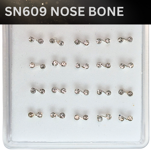 SN609   2DOT STONE SILVER (NOSE BONE ) 20pcs 30cent each