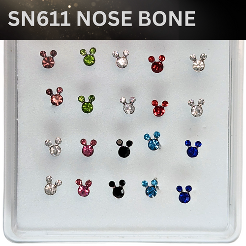 SN611   BEAR MIX COLOR SMALL STONE (NOSE BONE) 20pcs 25cent each