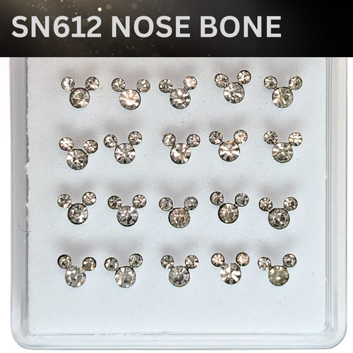 SN612   BEAR BIG CLEAR STONE SILVER (NOSE BONE) 20pcs 25cent each