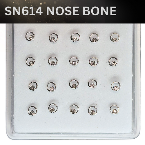 SN614 W/STONE SILVER (NOSE BONE) 20pcs 30cent each