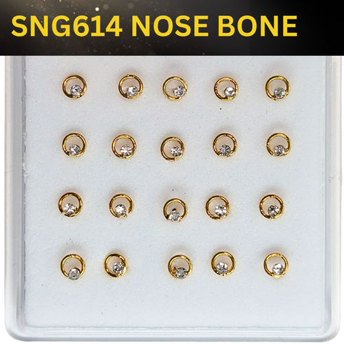 SNG614   W/STONE GOLD (NOSE BONE) 20pcs 30cent each