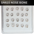 SN615   W/BIG STONE SILVER (NOSE BONE) 20pcs 30cent each