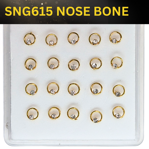 SNG615   W/BIG STONE GOLD (NOSE BONE) 20pcs 30cent each