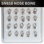 SN618   FLOWER STONES ON RING SILVER (NOSE BONE) 20pcs 30cent each