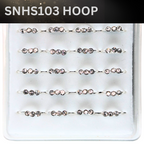 SNHS103   3 CLEAR STONE HOOP SILVER(HOOP) 20pcs 45cent each