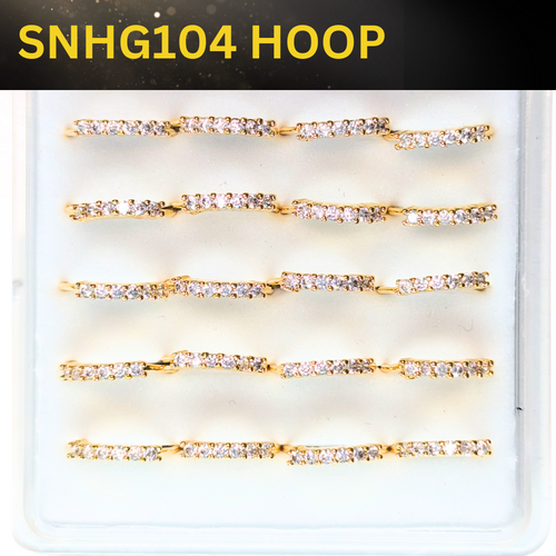 SNHG104    6 CLEAR STONE HOOP GOLD (HOOP) 20pcs 50cent each