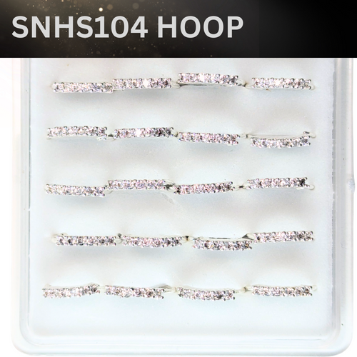 SNHS104    6 CLEAR STONE HOOP SILVER (HOOP) 20pcs 50cent each