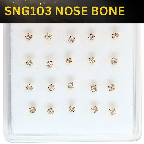 SNG103   2.5MM STONE GOLD ( NOSE BONE) 20pcs 25cent each