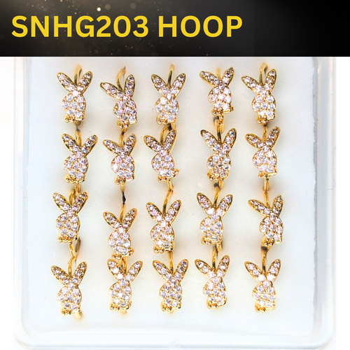 SNHG203  RABBIT STONE HOOP GOLD (HOOP) 20pcs 75cent each