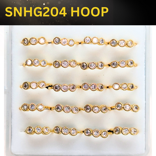 SNHG204  ROUND  3  STONE HOOP GOLD (HOOP) 20pcs 75cent each