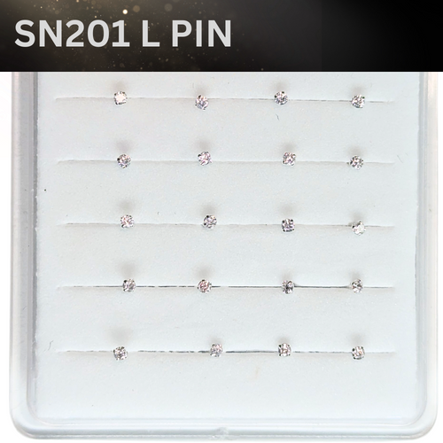 SN201   1.7MM STONE SILVER ( L PIN ) 20pcs 25cent each