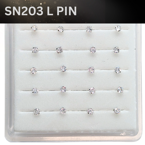 SN203   2.5MM STONE SILVER ( L PIN ) 20pcs 25cent each