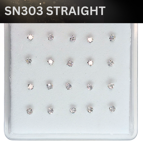 SN303   2.5MM STONE SILVER ( STRAIGHT ) 20pcs 25cent each