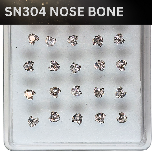 SN304 4.0MM HEART CUBIC STONE SILVER (NOSE BONE) 20pcs 35cent each