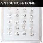 SN306 3.0MM SQ CUBIC STONE SILVER (NOSE BONE) 20pcs 35cent each