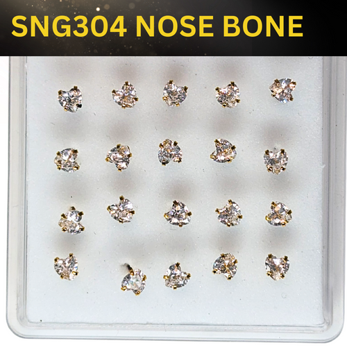 SNG304 4.0MM HEART CUBIC STONE GOLD (NOSE BONE) 20pcs 35cent each