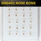 SNG401  3.0MM SQ STONE GOLD ( NOSE BONE ) 20pcs 25cent each